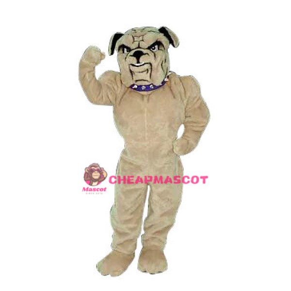Beige Power American Bulldog Mascot Costume 