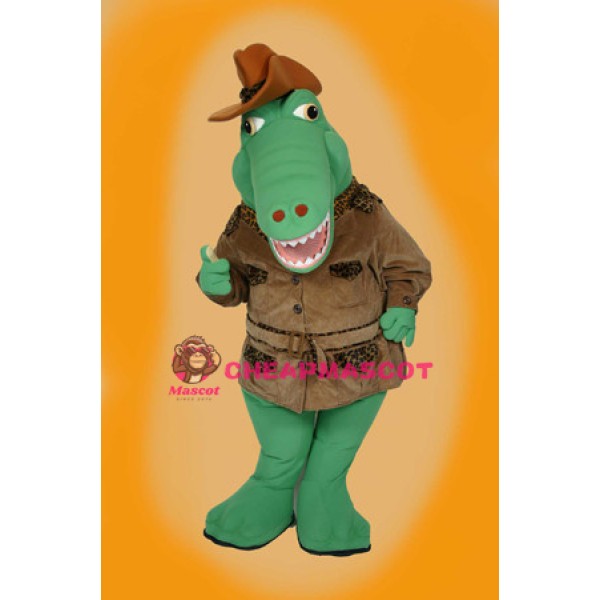 Green Crocodile Cowboy Mascot Adult Costume 