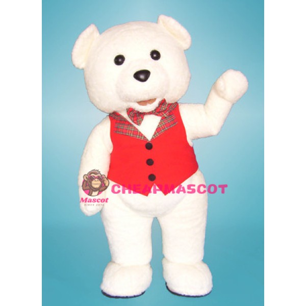 White Teddy Bear Lightweight Mascot Adult Costume 