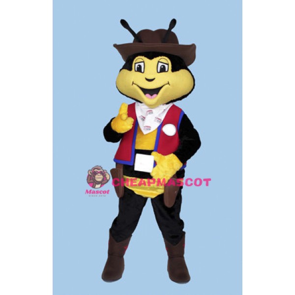 Lovely Cartoon Bee Cowboy Mascot Adult Costume