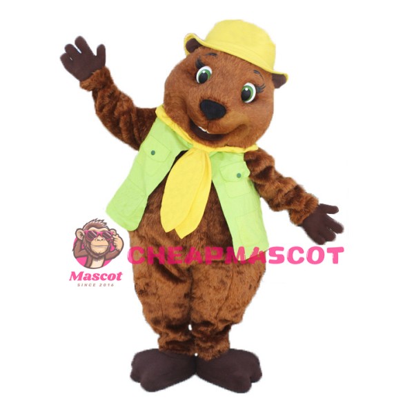 Lovely Brown Beaver Mascot Adult Costume