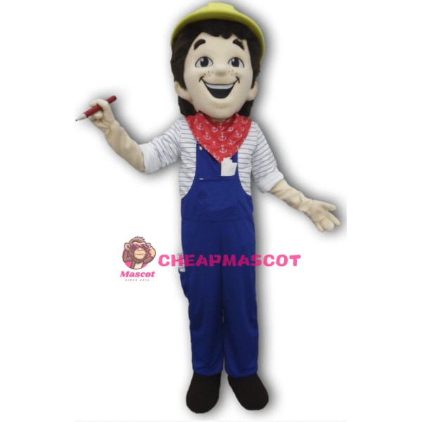 Smiling Construction Worker Mascot Costume 