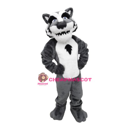Thin Teeth Gray Tiger Mascot Adult Costume 