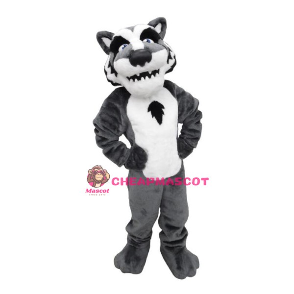 Thin Teeth Gray Tiger Mascot Adult Costume 