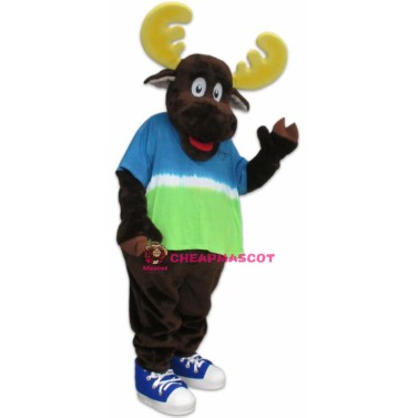 Friendly Brown Moose Mascot Adult Costume 