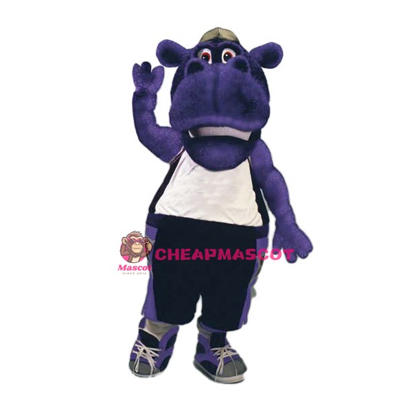 College Power Purple Hippo Mascot Costume 