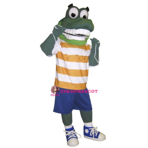 Funny Green Crocodile Mascot Adult Costume 