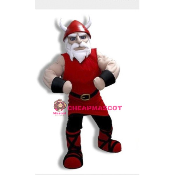 Power Red Viking Old Man Mascot Costume 