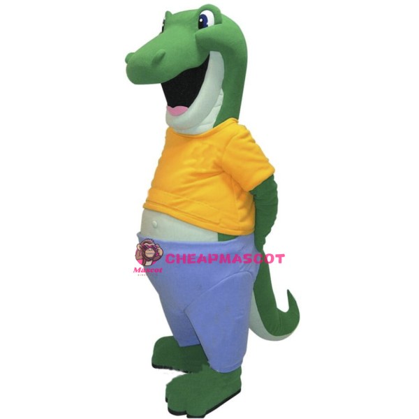 Happy Green Crocodile Mascot Costume