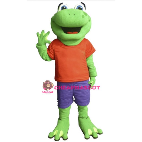 Happy Green Frog Mascot Adult Costume 