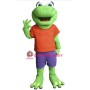 Happy Green Frog Mascot Adult Costume 