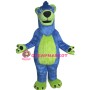 Blue & Green Bear Long Fur Mascot Costume