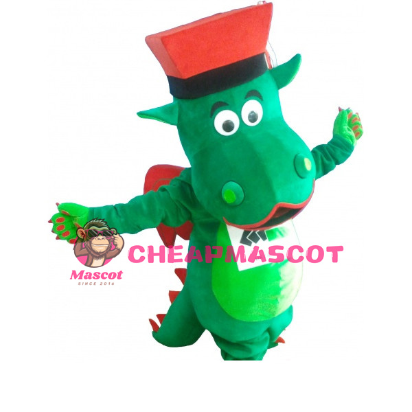 Cartoon Green Flying Dinosaur With Big Mouth Mascot Adult Costume