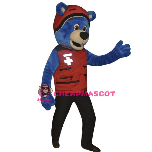 Blue Bear Lifeguard Mascot Costume