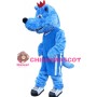 Fierce Blue Wolf With Red Crown Sports School Mascot Costume
