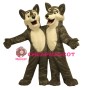 Couple Gray Wolf Long Fur Mascot Costume 