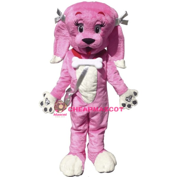 Beautiful Pink Dog Mascot Costume 