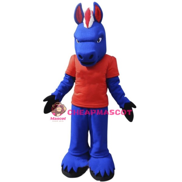 Angry Blue Horse Mascot Costume 