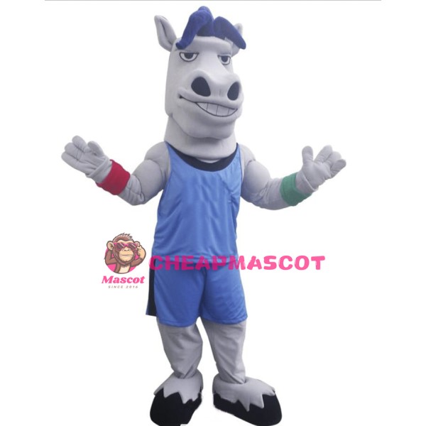 Sport Power Grey Horse Mascot Costume 