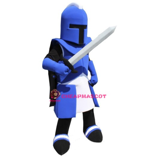 Blue Spartan Knight Mascot Costume