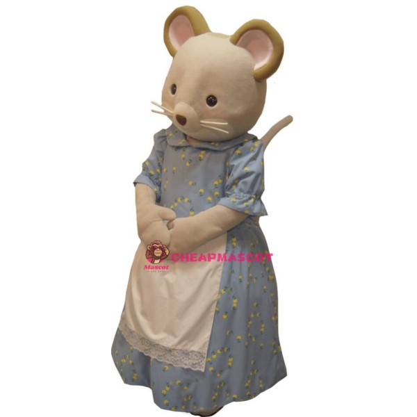 Cartoon Brown Mouse Apron Mom Mascot Adult Costume 