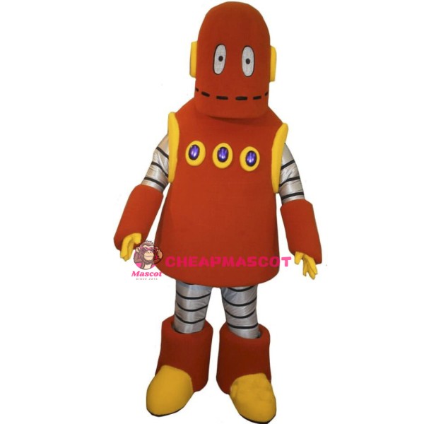 Orange Robot Moby Mascot Costume