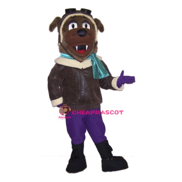 Brown Dog Aviator Mascot Costume 