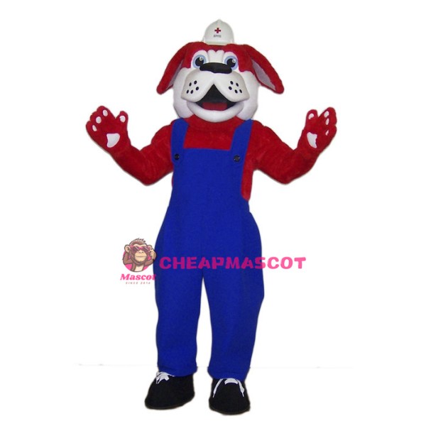 Red Bulldog Builder Mascot Costume 