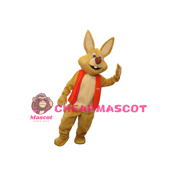 Smiling Yellow Bunny Mascot Costume 