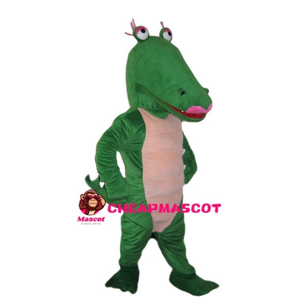 Funny Crocodile With Pink Lips Mascot Costume