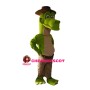 Long Neck Dinosaur With Khaki Pants Mascot Costume