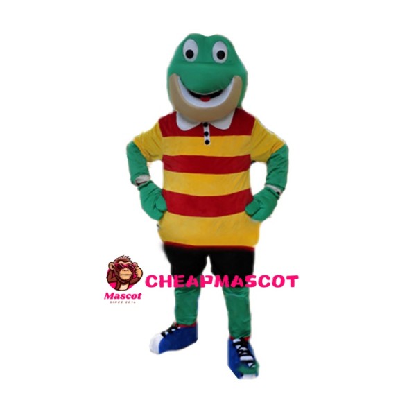 Merry Frog Wearing Striped Top Mascot Costume