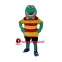 Merry Frog Wearing Striped Top Mascot Costume