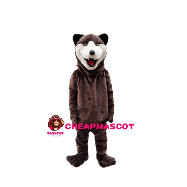 Upbeat Brown Bear Mascot Costume