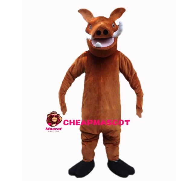 Skinny Wild Boar With Fangs Mascot Costume