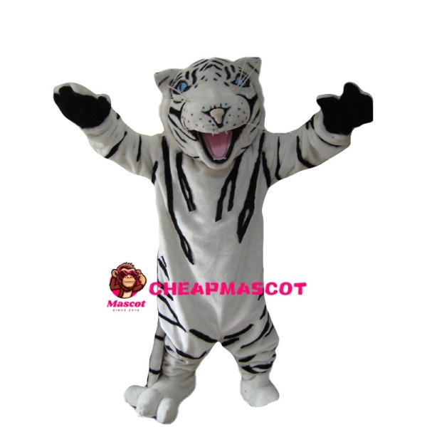 White Tiger With Blue Eyes Mascot Costume