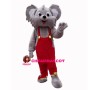 Cute Koala Wearing Red Overalls Mascot Costume