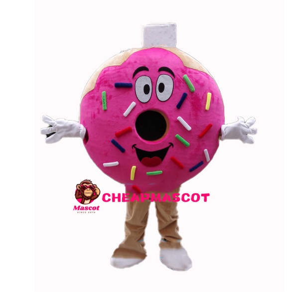 Pink Donut With Colored Sugar Granules Mascot Costume