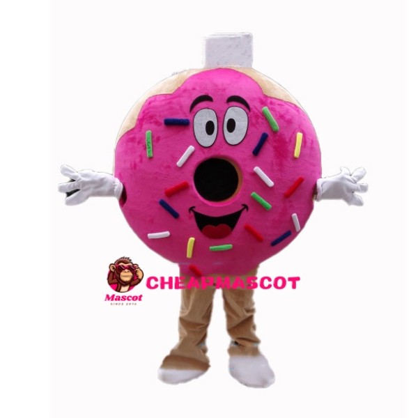 Pink Donut With Colored Sugar Granules Mascot Costume