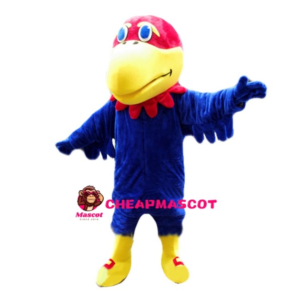 Cartoon Blue Bird With Red Head Mascot Costume