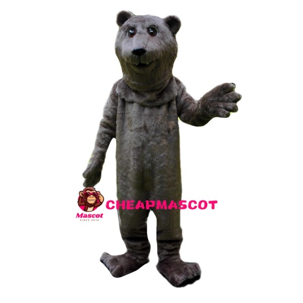 Plush Slim Grey Bear Mascot Costume