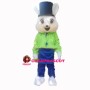 Gentle Rabbit With Green Coat Mascot Costume