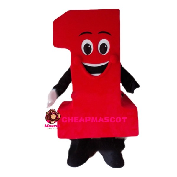 Red Cartoon Number One Mascot Costume