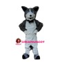 Stout White & Grey Wolf Mascot Costume