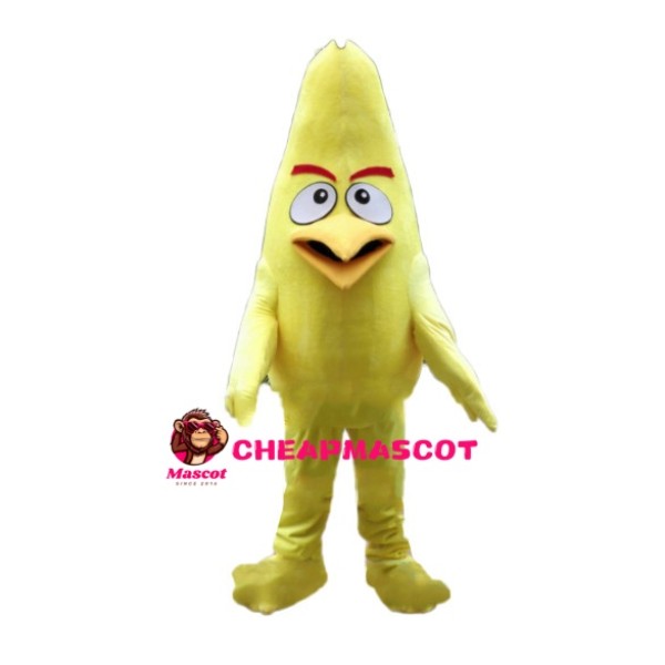 Yellow Conical Bird Mascot Costume