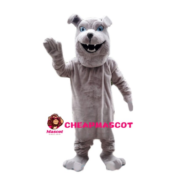 Friendly Gray Bulldog Mascot Costume