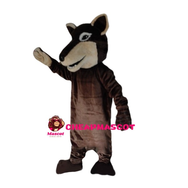 Pointed Mouth Brown Wolf Mascot Costume