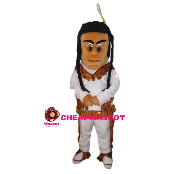 Ethnic Minority Man With Pigtails Mascot Costume