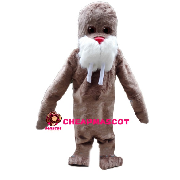 Brown Walrus With Long Teeth Mascot Costume
