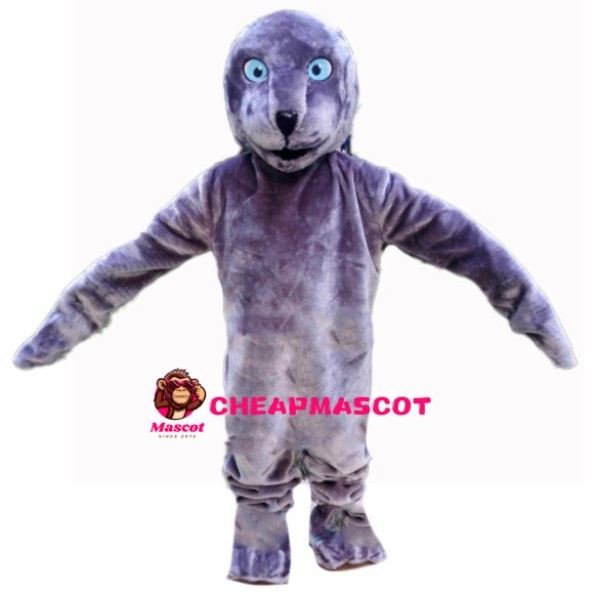 Purple Seal With Light Blue Eyes Mascot Costume